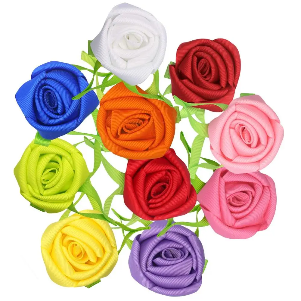 2 inch Small Flower Girl's Hair Bow 10PCS Handmade Multi Colors Grograin Ribbon Rose Clip Barrettes Accessories | Детская одежда и