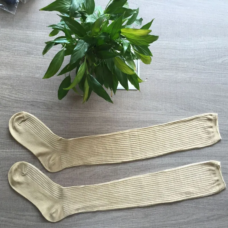 1 Pair Stockings Female Autumn Fashion Casual Thin section Stockings Solid Color Comfortable Knitted Over The Knee Stockings