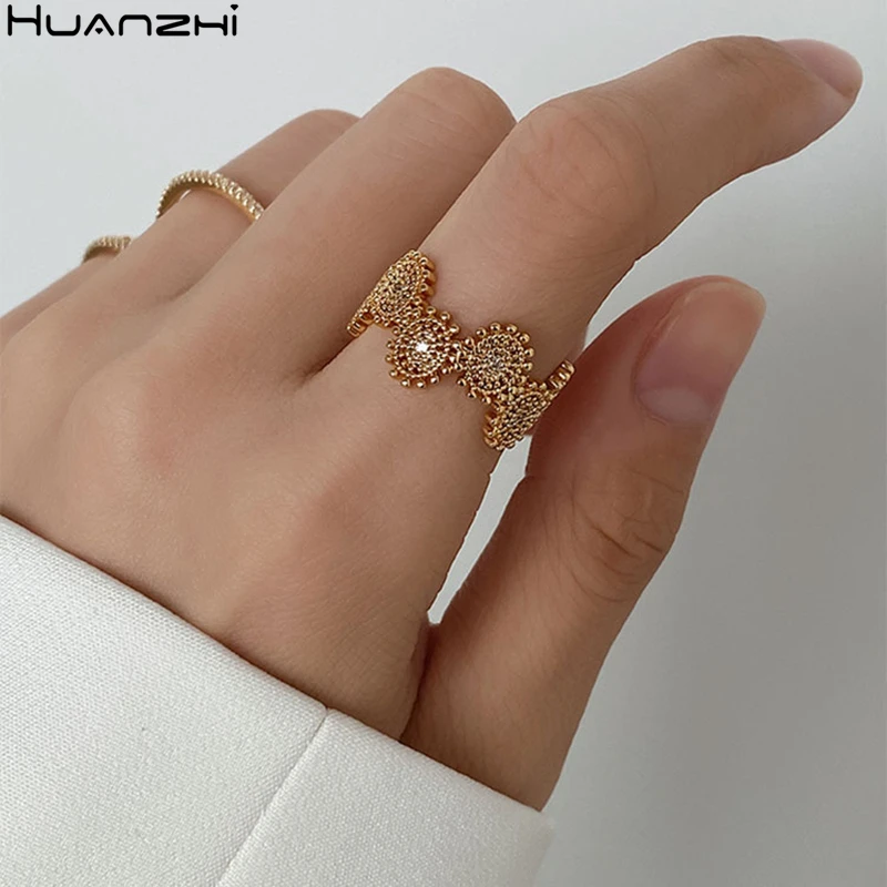 HZ 2020 новые корейские винтажные полые сетчатые Цветочные разразы Позолоченные