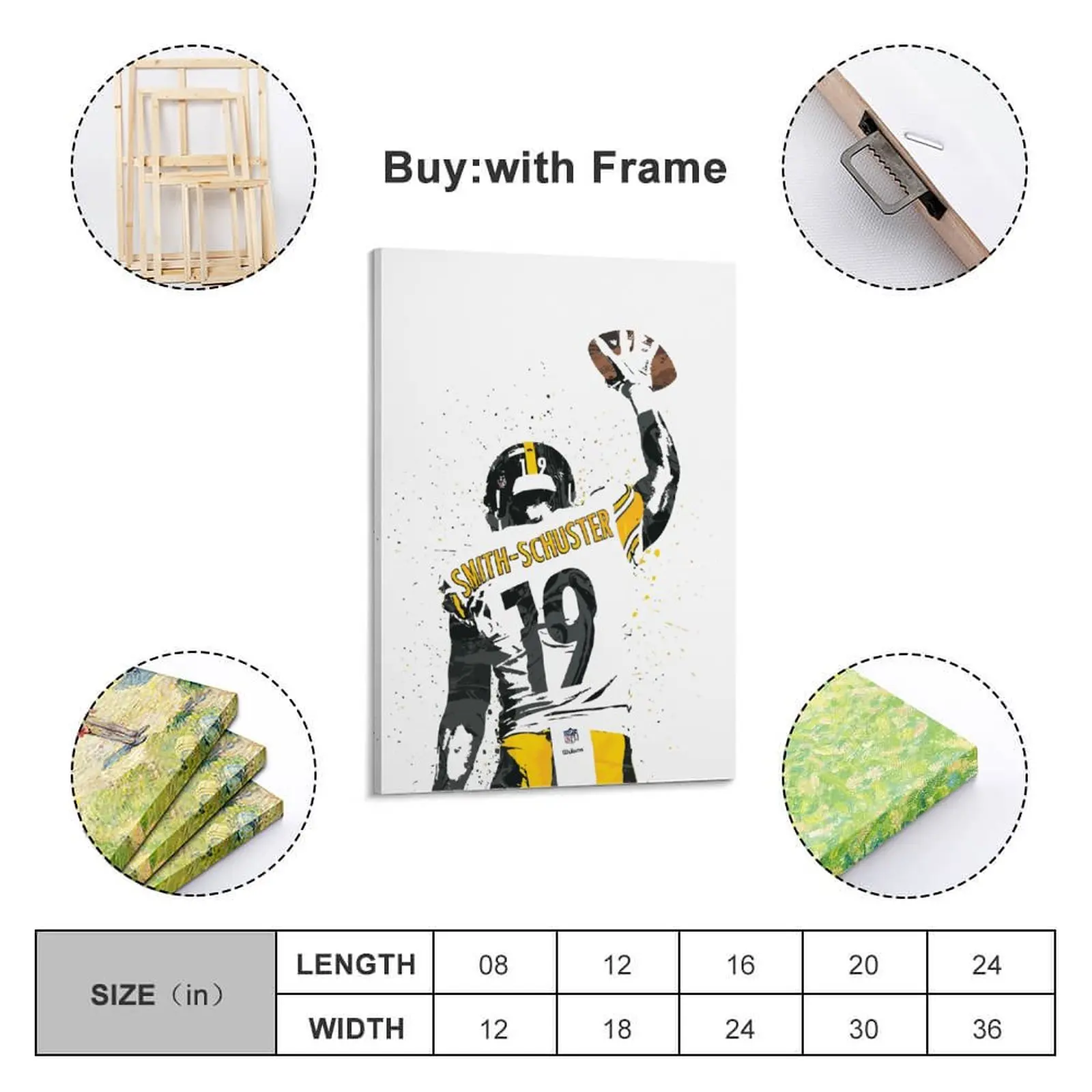 

Decor 19 JuJu Smith-Schuster Print Painting Canvas Hang A Picture for Living Room Wall Room Posters With Frame Modern Home
