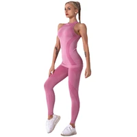 seamless breathable loose yoga two piece ladies tracksuit fitness clothes running clothes sleeveless high stretch yoga suit