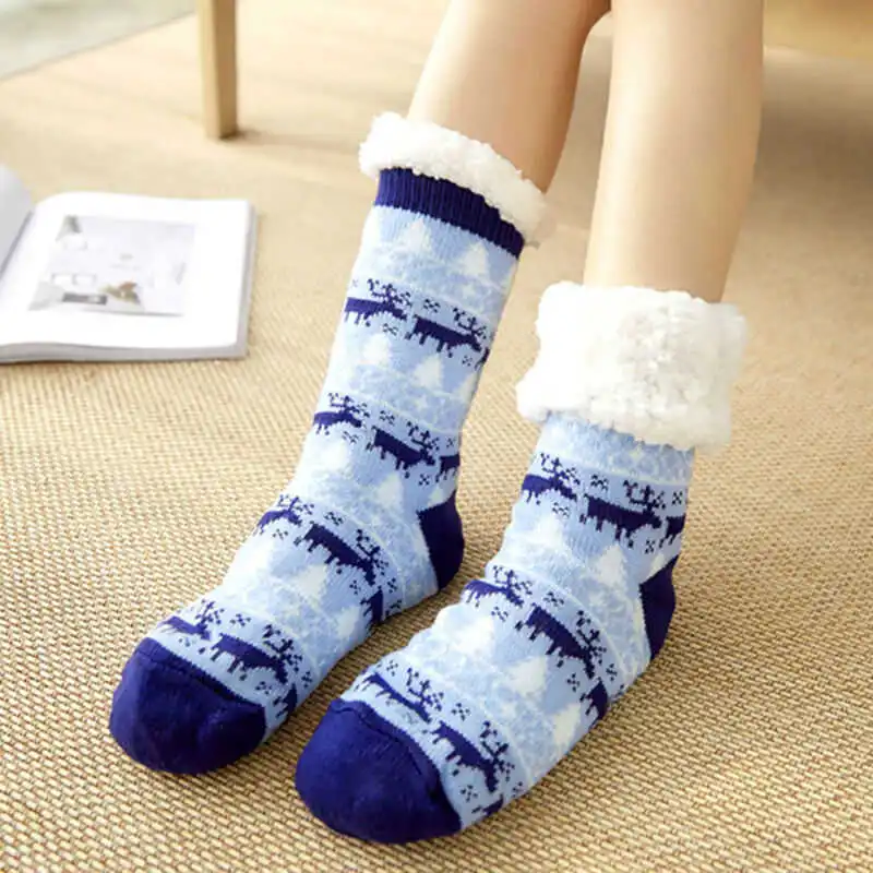 

Warm Floor Slipper Anti-Slip 1 Pair Socks Indoor Thick Ultra-Plush Long Women's Christmas Winter socks
