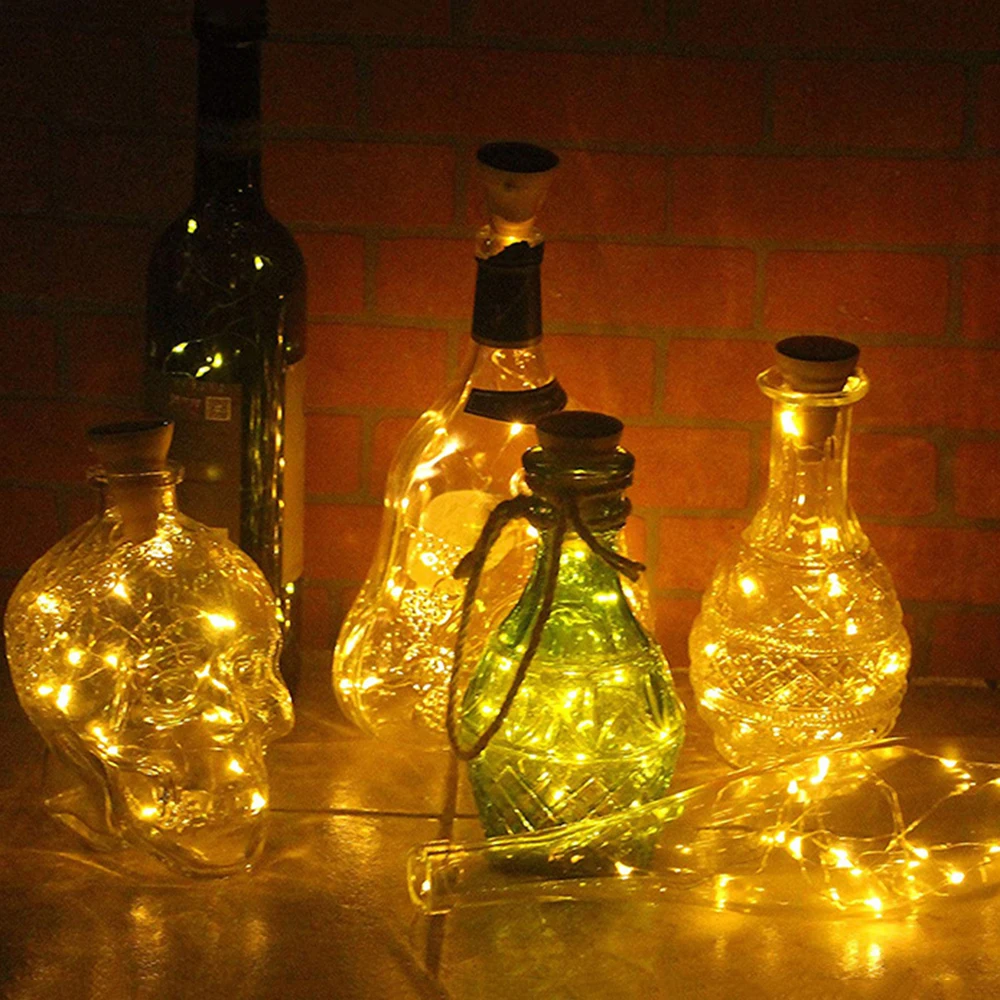 1 м/2 м Солнечная энергия светодиодный гирлянда DIY Сказочный инструмент для установки пробок в бутылки свет 10/20 светодиодный s гирлянда подвесные светильники для рождества Хэллоуин