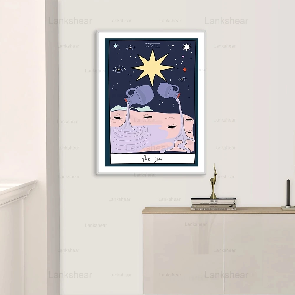 Абстрактная Картина на холсте скандинавский пол Луна Звезда Таро настенные