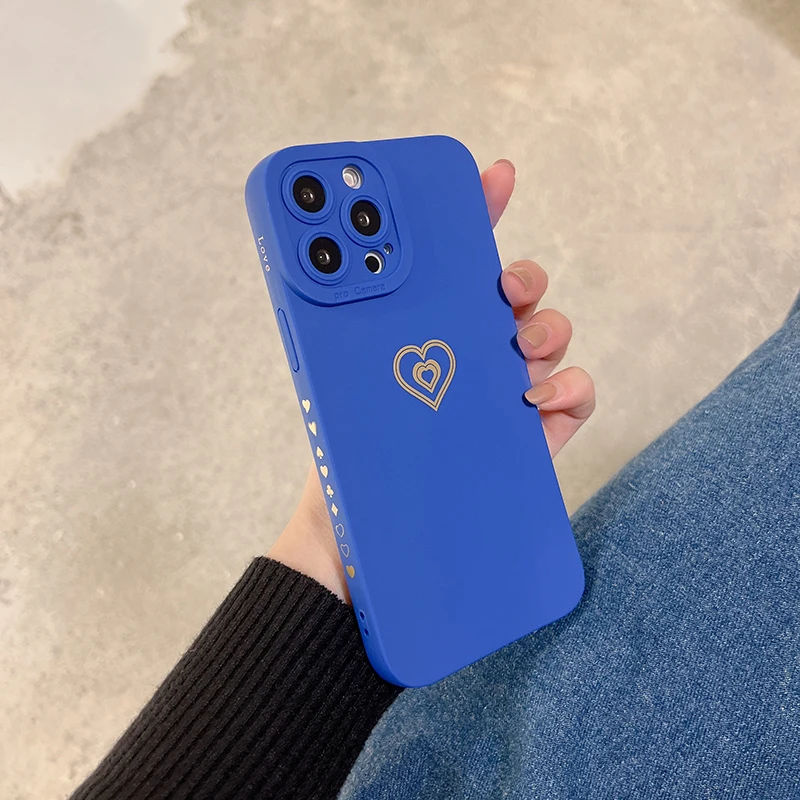 

Ultra-thin Cute Heart-shaped Square Liquid Silicone Phone Case For iPhone 13 12 11 Pro XS Max XR X 8 7 Plus Luxury Soft Cover
