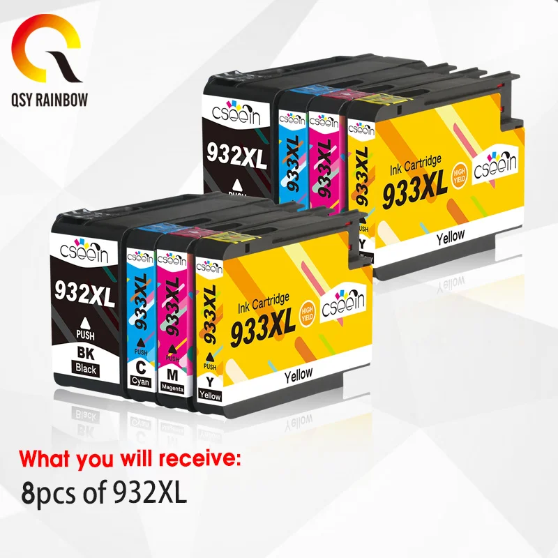 8PCS 932XL 933 for HP932 933XL replacement Ink Cartridge for HP 932 Officejet 6100 6600 6700 7110 7610 7612 Printer