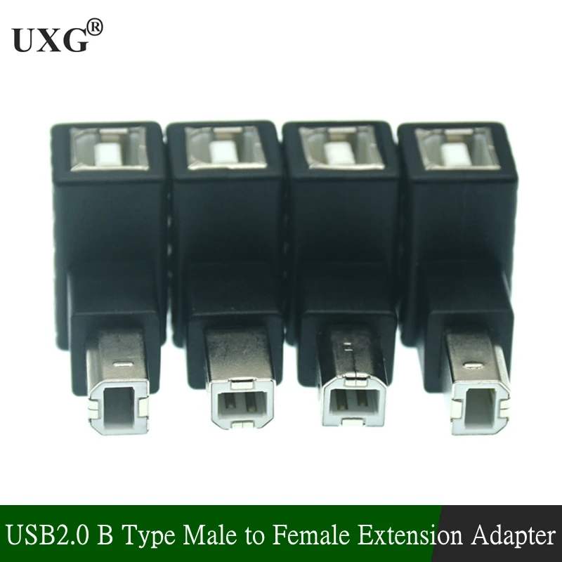 

Up Down Left Right Angled 90 Degree USB 2.0 B Type Male to Female Extension Adapter for Printer Scanner Hard Disk Case Converter