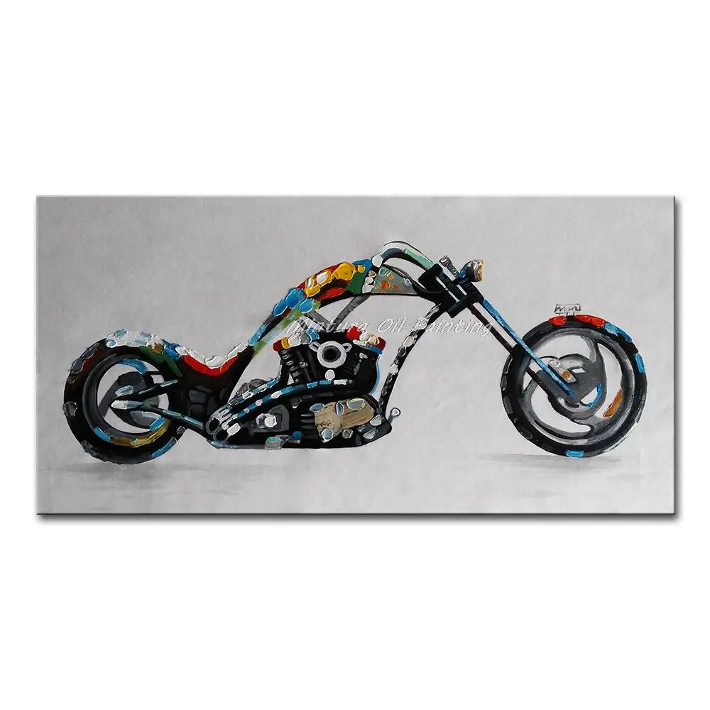 

Mintura Hand Painted Cool Motorcycle Morden Colorful Abstract Oil Painting On Canvas Wall Art Picture For Living Room Home Decor