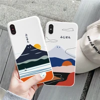 abstract art cat mount fuji japan cartoon phone case for iphone 12 13 xs max 11 pro max x xr 7 8 plus tpu soft silicon cover