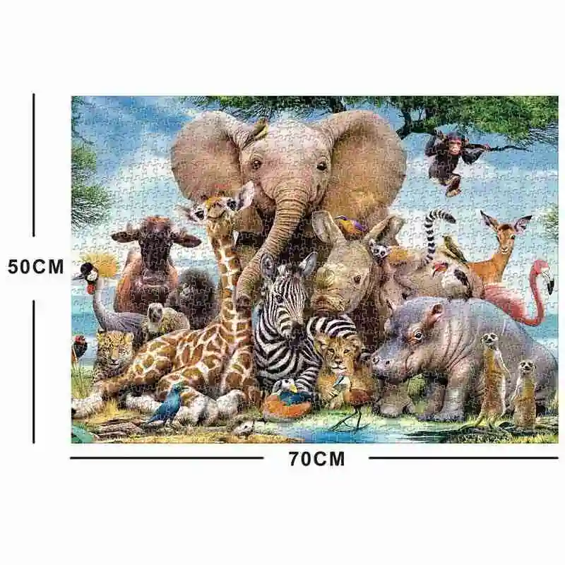 

1000 Pieces Elephant Animal World Puzzle Adult Children's Diy Interactive Decompression Toys Toys Jigsaw Educational D6J1