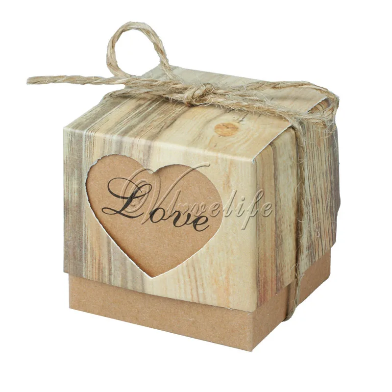 10 шт./лот Подарочная коробка для свадебных конфет крафт-подарочная с мешковиной