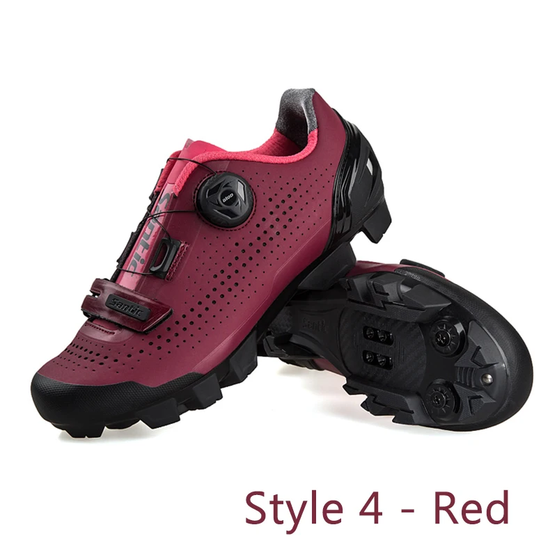 Style 4-Red Santic 4 стиля Pro MTB велосипедная обувь для горного велосипеда самозакрывающаяся обувь Нейлоновая подошва мужские wo мужские гоночные кроссовки Zapatos Ciclismo - Цвет: Style 4-Red