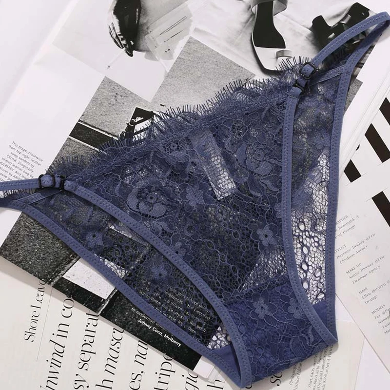 

2021 Women Low Waist Underwear Eyelash Female Sexy Lace Panties French Style Ultra-thin Hollow Panties Ladies Lingerie