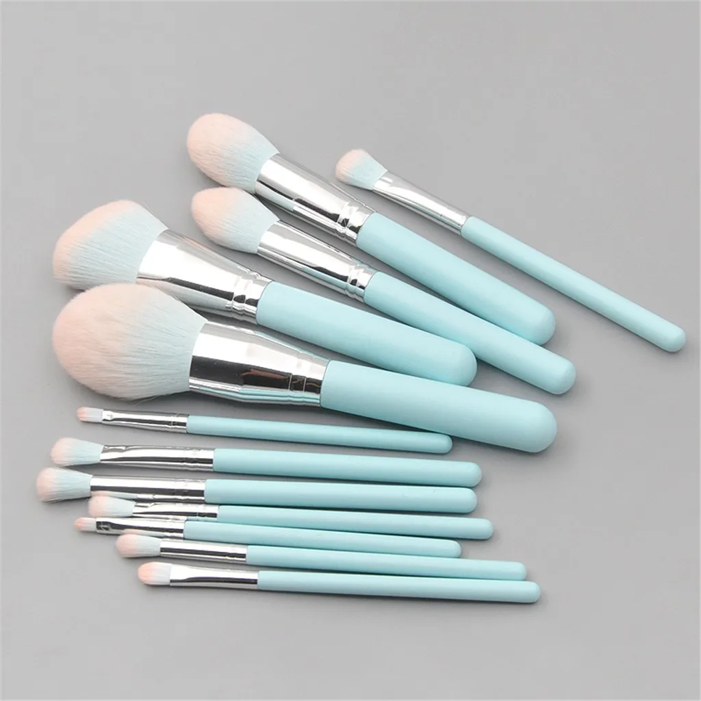 12 шт. Светло-Голубые Деревянные кисти для макияжа набор тональной пудры румяна