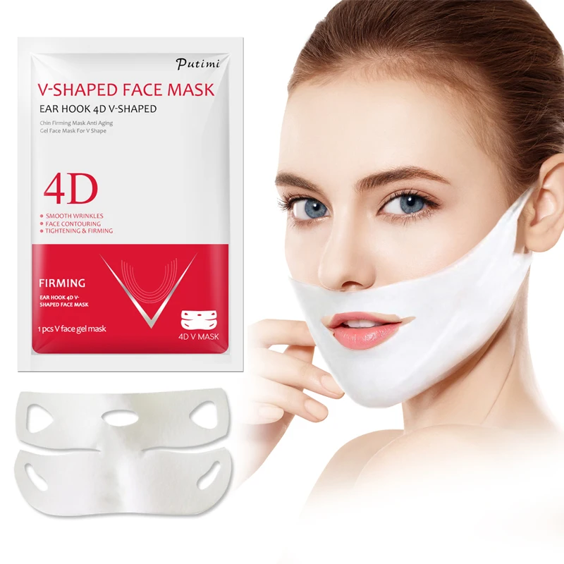 4D V образная маска для лица похудения подтягивания двойного подбородка