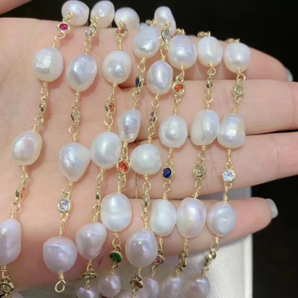 WT-RBC140 Newest natural freshwater pearl rosary chain fashion hot pearl beads rosary chain for women jewelry chain