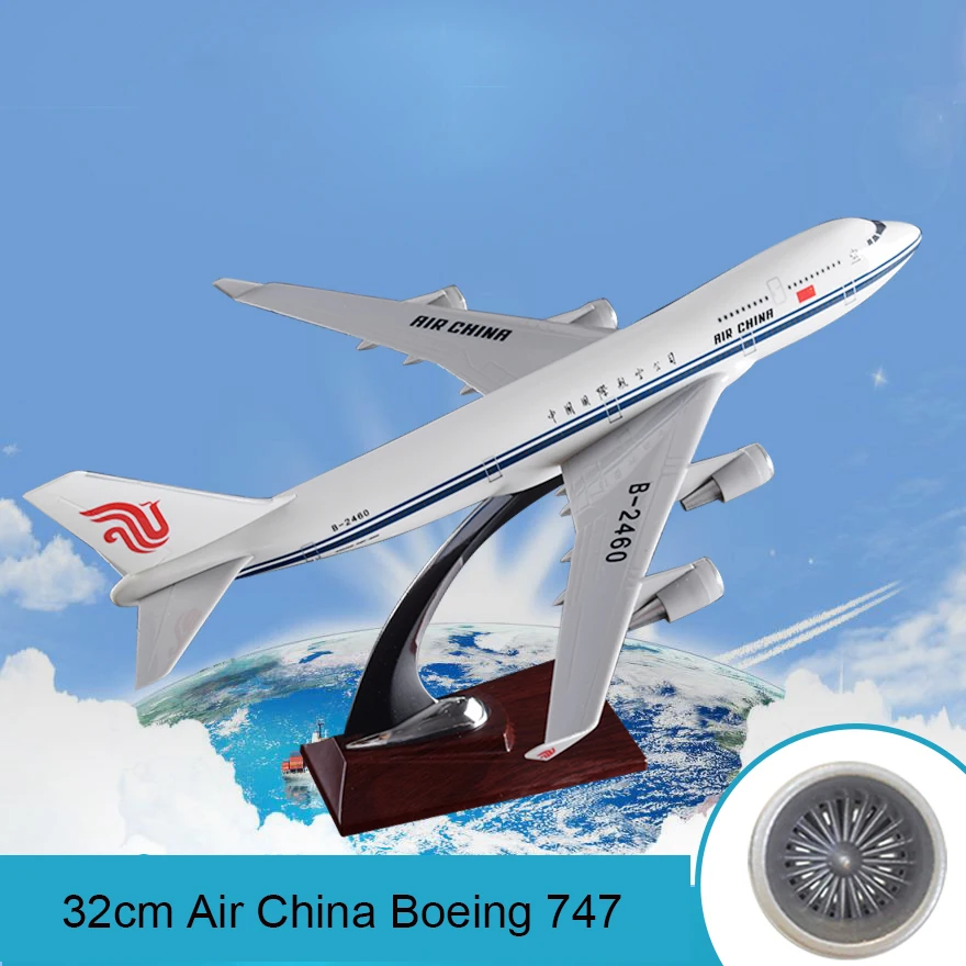 Модель самолета Боинг 747 из смолы 32 см подарок авиаперевозке авиакомпании China