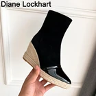 Зимние женские ботильоны на платформе; Ботинки на танкетке; Женские осенние ботинки на высоком каблуке; Коллекция 2020 года; Большие размеры 41, 37; Chaussure Femme