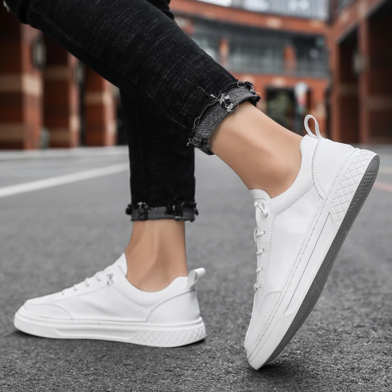 Мужские кеды из натуральной кожи роскошные Брендовые повседневные кроссовки