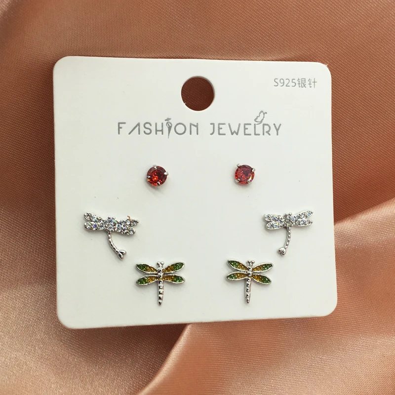 

16 Styles Korean 925 Sterling Silver Stud Earrings Sets Jewelry Flower Butterfly Star Heart Cubic Zircon Earring for Women Girls