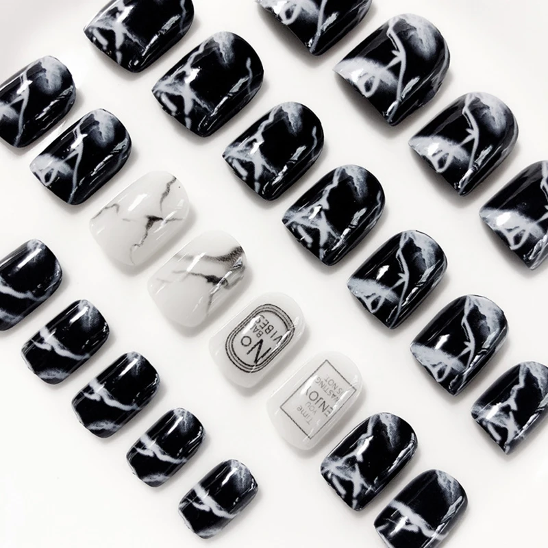 Лидер продаж 2019 модные ногти с простым носком 24 штуки накладных ногтей готовые