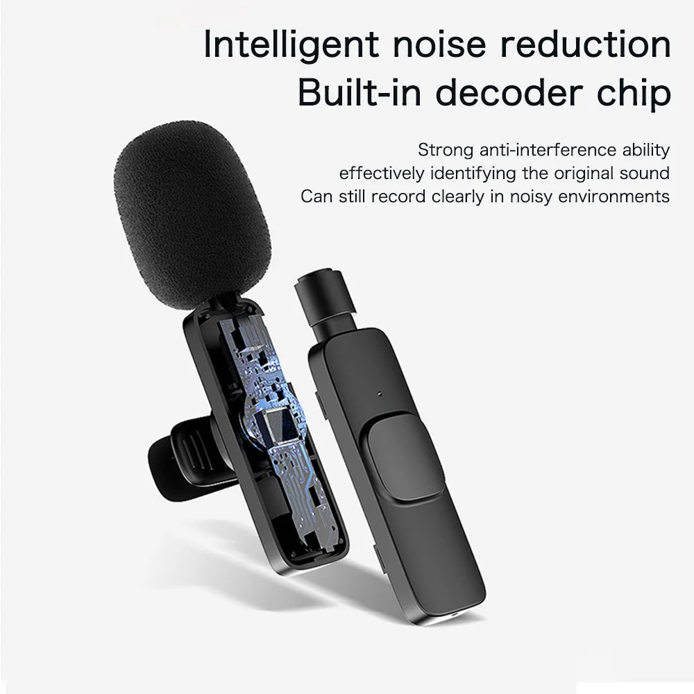 

Wireless Lavalier Microphone Portable Audio Video Recording Mini Mic For iPhone Android Youtube Premium Cell Phone Gaming Live