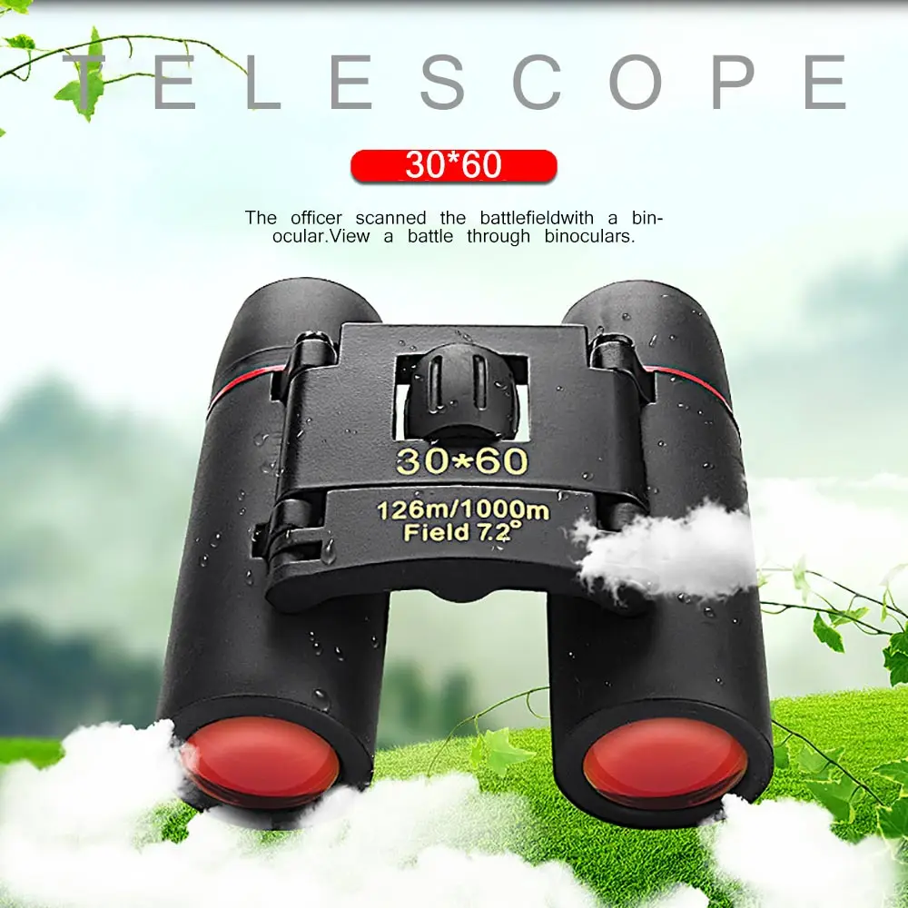 

Outdoor Camping Portable 30x60 Zoom HD Binoculars for Hunting Travelling Hiking Accessories Foldable Mini Compact Telescope