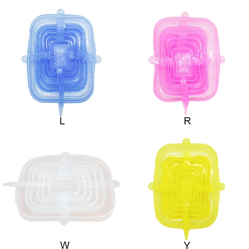 

6PCS Reusable Silicone Wrap Food Fresh Keeping Wrap Kitchen Tools Silicone Food Wrap Seal Lid Cover Stretch hot