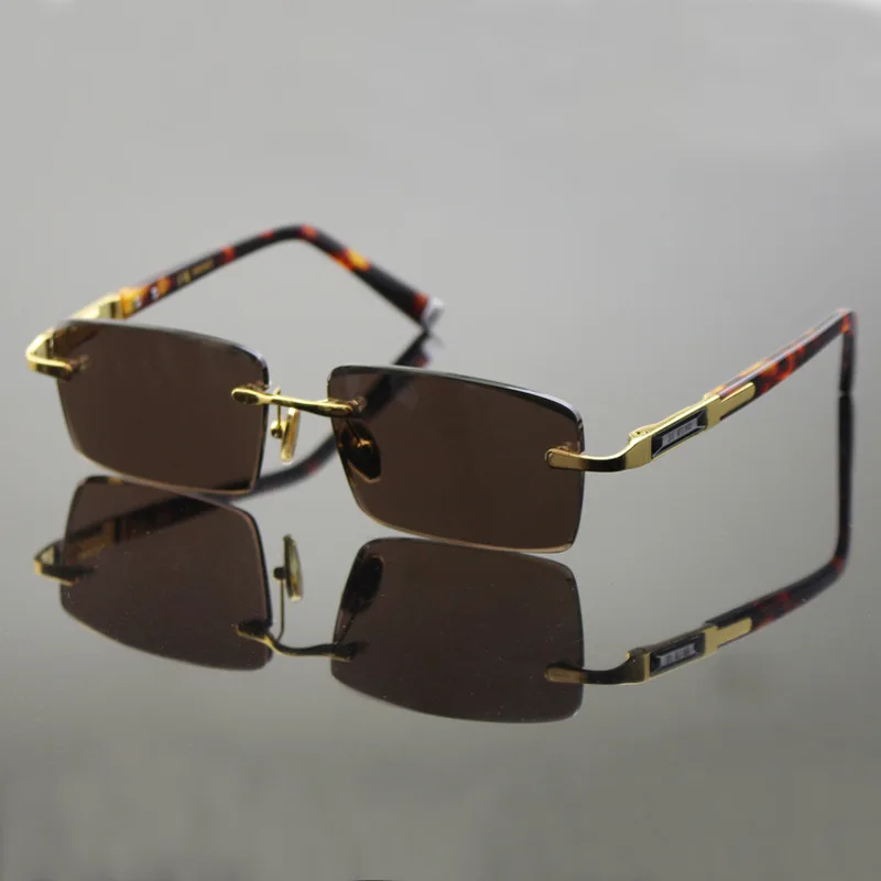 

Top Quality Rimless Trimming Sunglasses Man Woman Vintage Natural Crystal Stone Sun Glasses Acetate Glasses Frame UV400