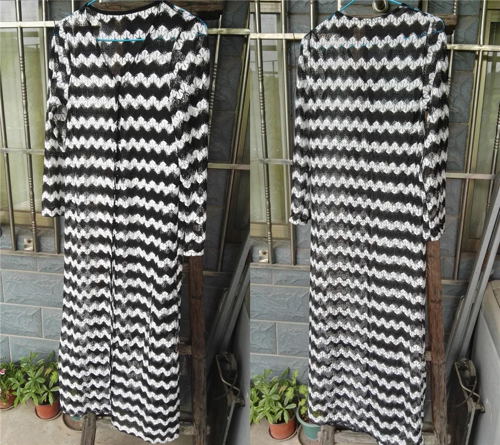 

Beach Dress Pareo Tunic Robe Bikini Cover New Striped Knitted Women Fits True To Size, Take Your Normal De Page Up Saida Praia