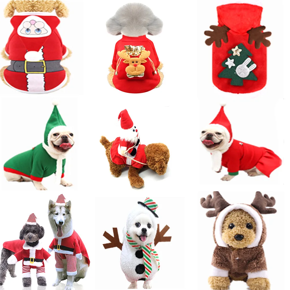 

Christmas New Cute and Comfortable Warm Print Santa Snowman Elk Long Sleeve Sweater Jacket Vest Jacket Puppy Clothes