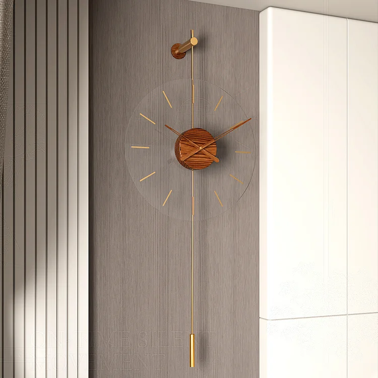 

Minimalist Wooden Wall Clock Silent Transparent Modern Home Wall Clock Pendulum Nordic Horloge Murale Living Room Decor EI50WC
