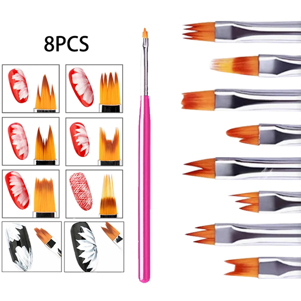 8 шт. маникюрные кисти в форме полумесяца для дизайна ногтей | Красота и здоровье