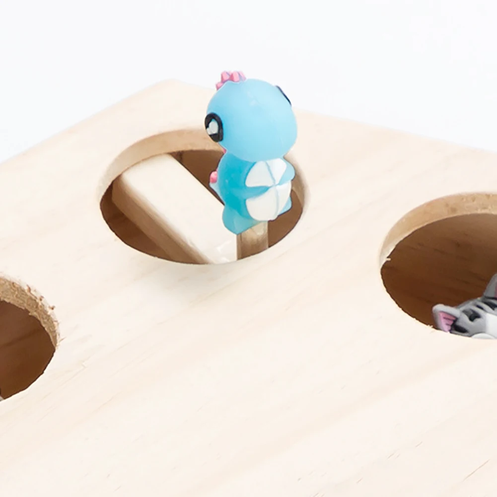 

Cat Hunt Toy Chase Mouse Solid Wooden Interactive Maze Pet Hit Hamster With 5-Holed Mouse Hole Catch Bite Catnip Funny Toy