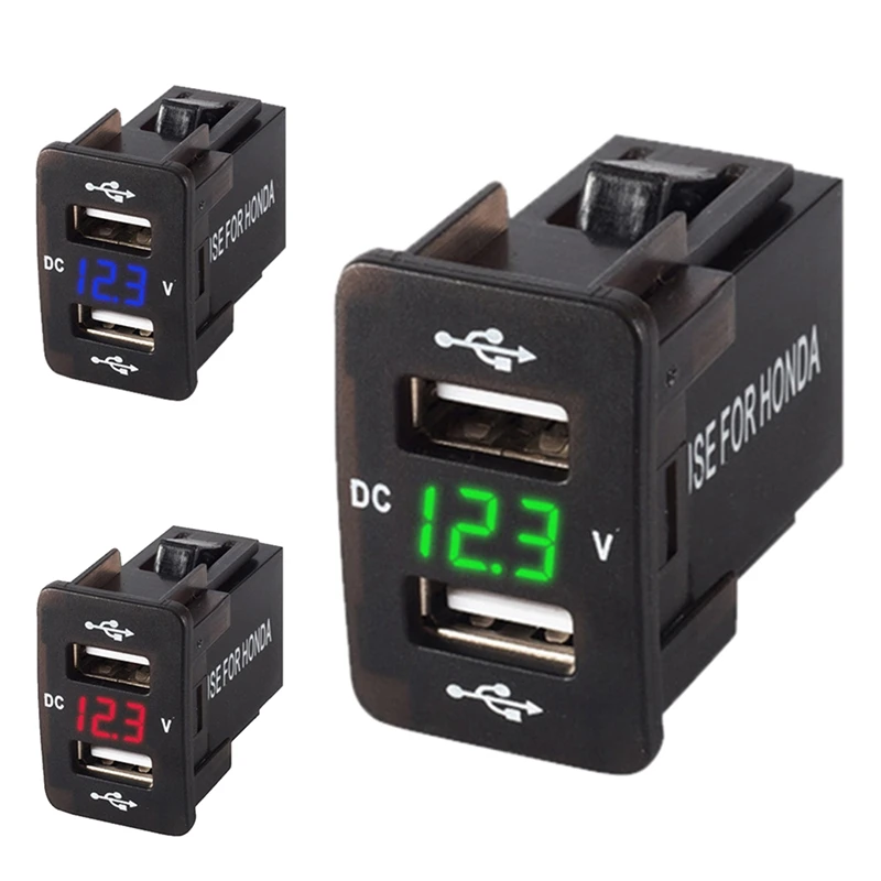 

Car USB Charger 12V-24V Dual USB Charger with Voltage Waterproof Mobile Phone Charger for Honda