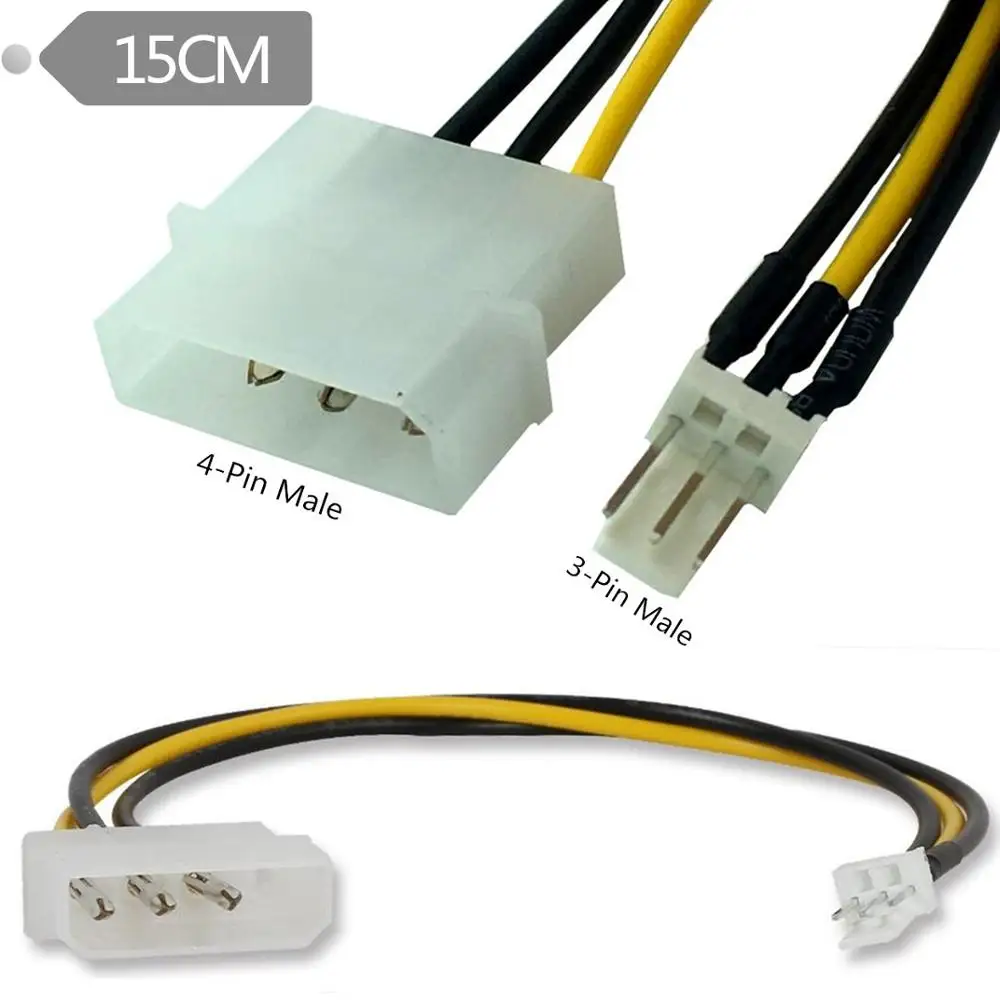 3-контактный разъем ATX на 4-контактный Molex Кабель-адаптер питания для вентилятора 15