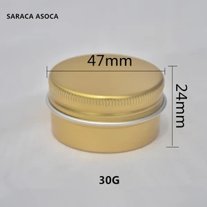 Image for 30ml Empty Refillable Aluminum Jars Gold Metal Tin 
