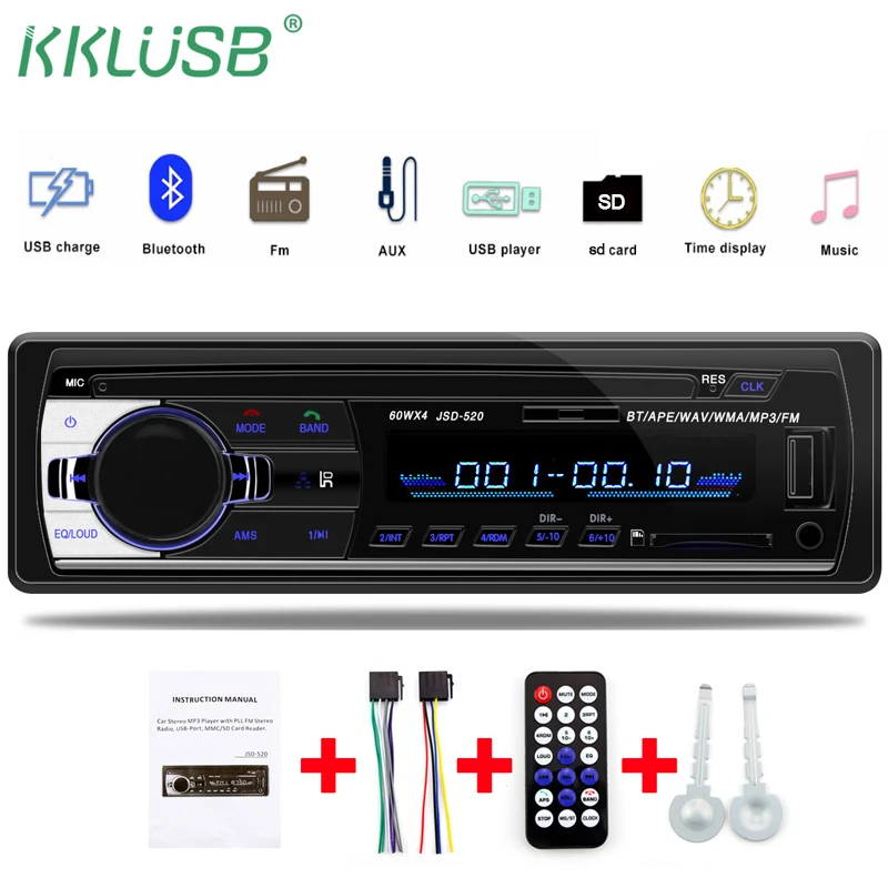 Автомагнитола 1 din jsd 520 тюнер с Bluetooth автомобильный стерео In-dash FM aux in usb MMC WMA AUX IN TF