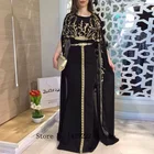 Черная атласная Марокканская искусственная накидка с аппликацией, элегантный женский пояс, Арабский мусульманский особый случай, официальвечерние