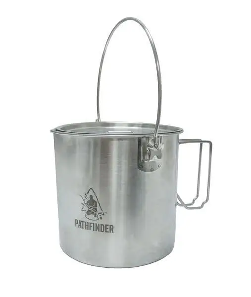 

Stainless steel 64oz durable fire-ready bush pot lid (with D-ring)