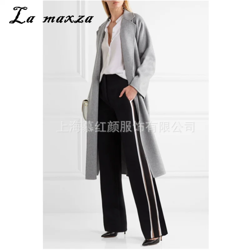 

Women Wool Coat Plus Size Grey Loose Casual Fashion Cashmere Ladies Coats 2019