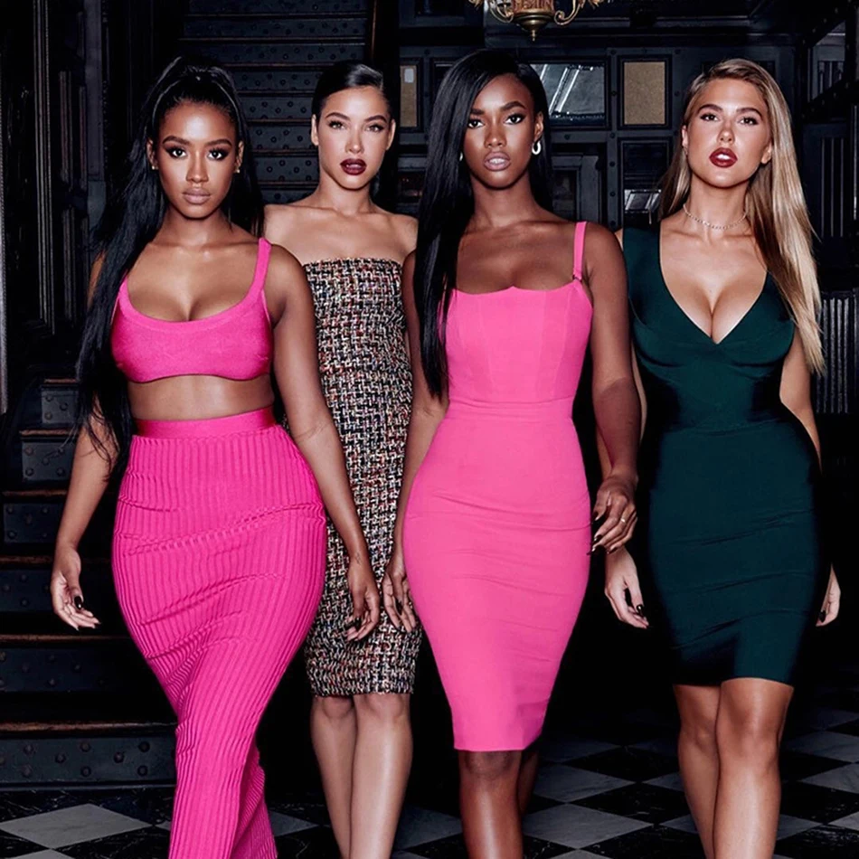 Новинка лета 2019 длинное Бандажное платье соблазнительное розово красное из 2