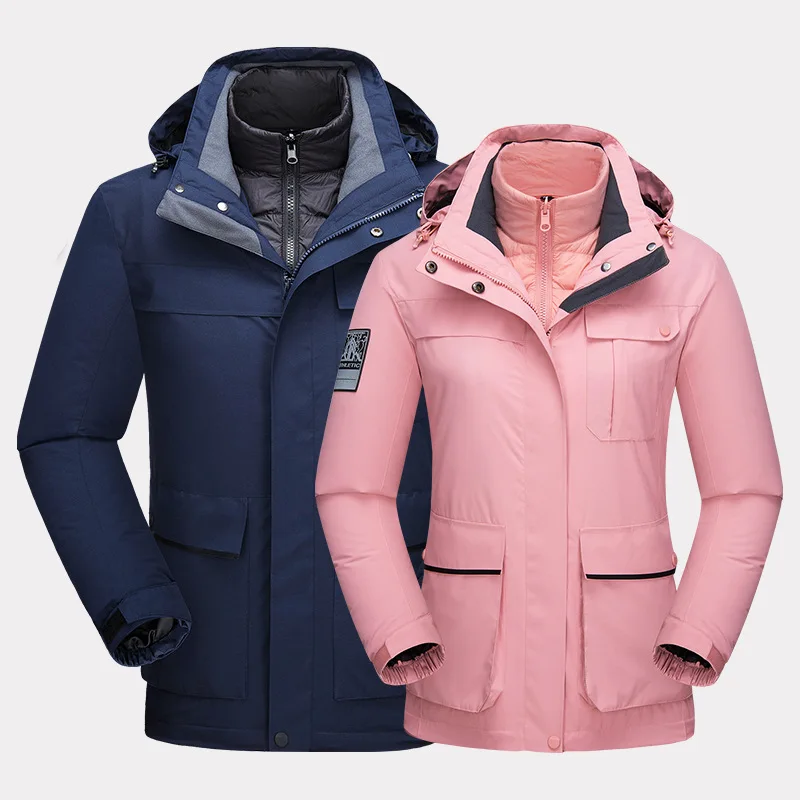 

White duck down inner tank 3-in-1 / 2 couple's stormsuit for outdoor mountaineering tourism waterproof warm ski suit