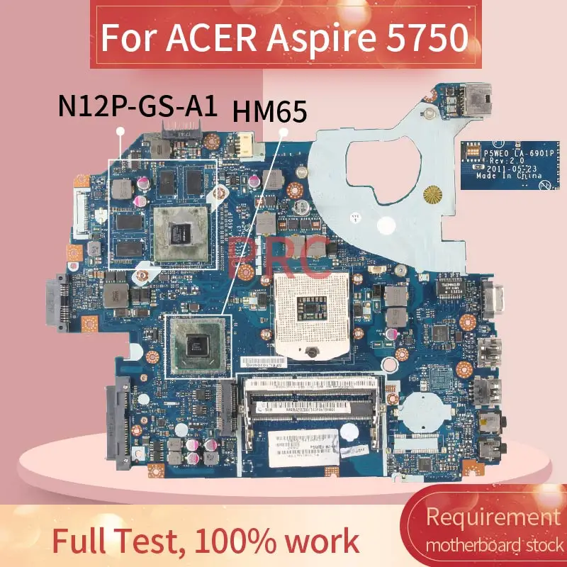 Материнская плата для ноутбука ACER Aspire 5750 5750G 5755 5755G GT630M/GT540M MBRAZ02004 HM65 LA 6901P DDR3
