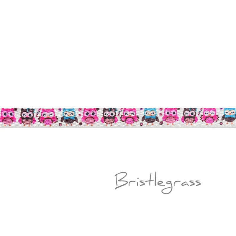 Owl BRISTLEGRASS 2 ярда 5/" 1,5 см Сова Фламинго цветочный принт враг складной над эластичными повязка из спандекса волос галстук платье с повязкой швейная отделка - Цвет: Owl