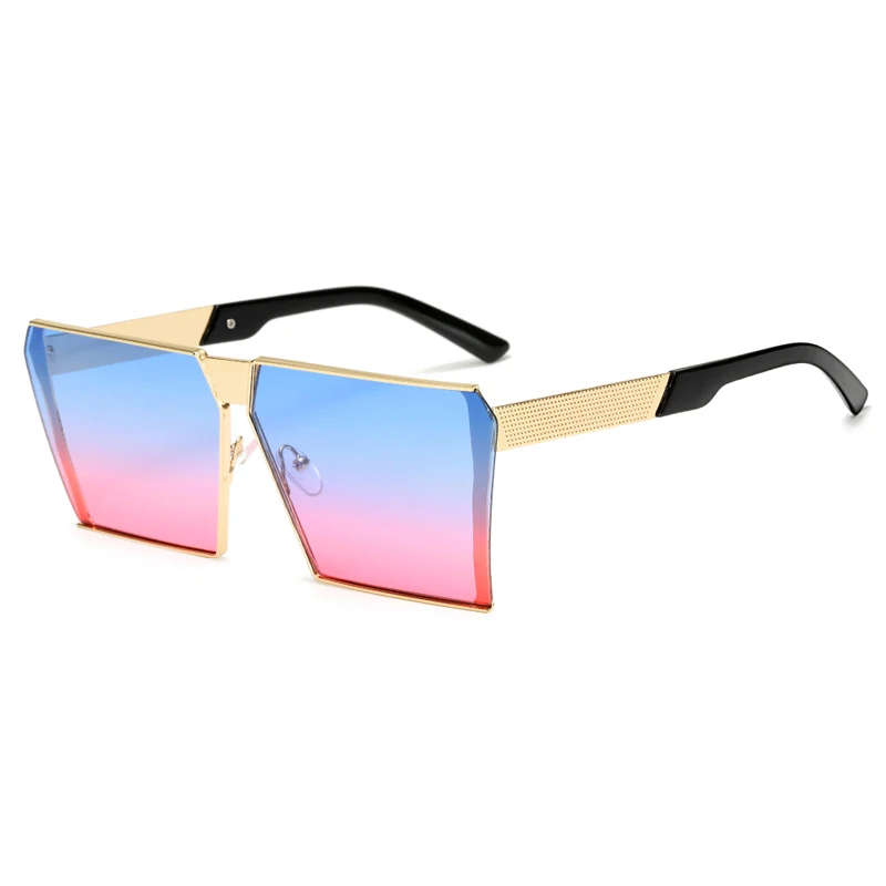

Fashion Square Sunglasses Women New Oversized Mirror Men Shades Glasses Luxury Brand Metal Rivet Trend Unique Female Eyewear