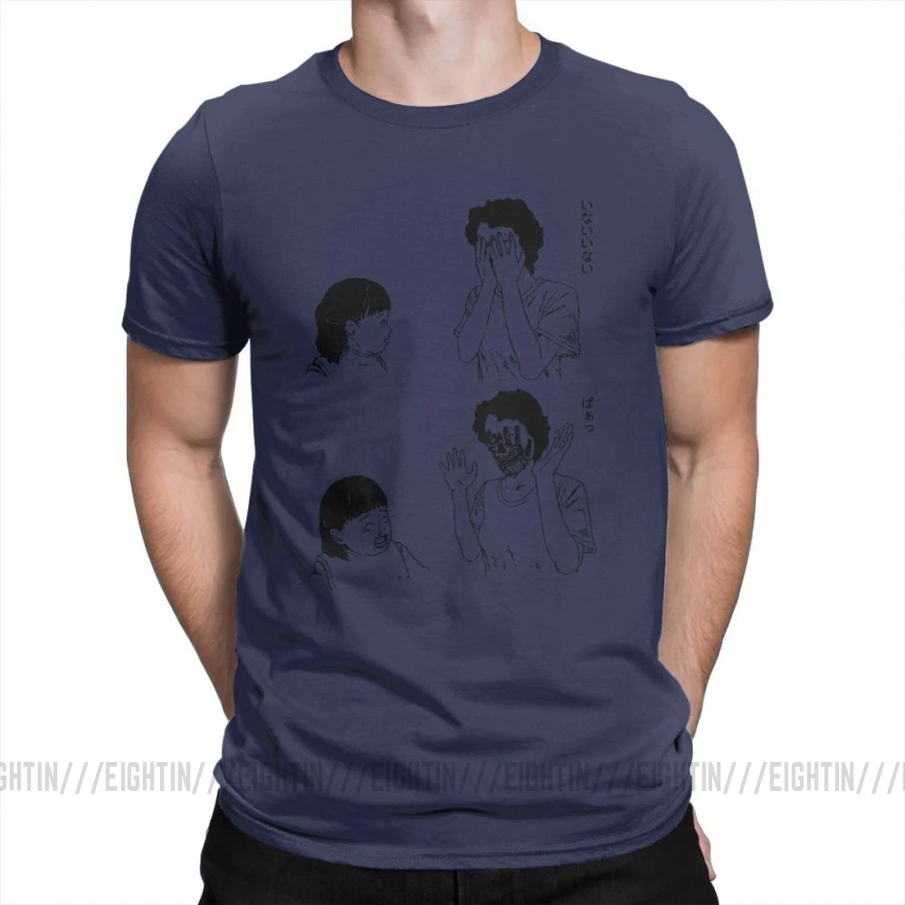 Мужские футболки HoJunji Ito Shintaro/забавная футболка с короткими рукавами в стиле ужасов на Хэллоуин Одежда с круглым вырезом Новое поступление хлопковой футболки - Цвет: Тёмно-синий