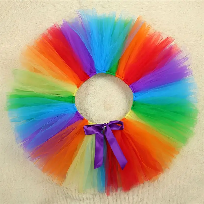 

Women Girls Halloween Tutu Skirt with Witch Hat Rainbow Tulle Cosplay Costume