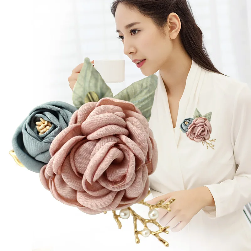 Я Remiel ручной работы ткань розовая Цветочная Брошь булавка бейдж Одежда и