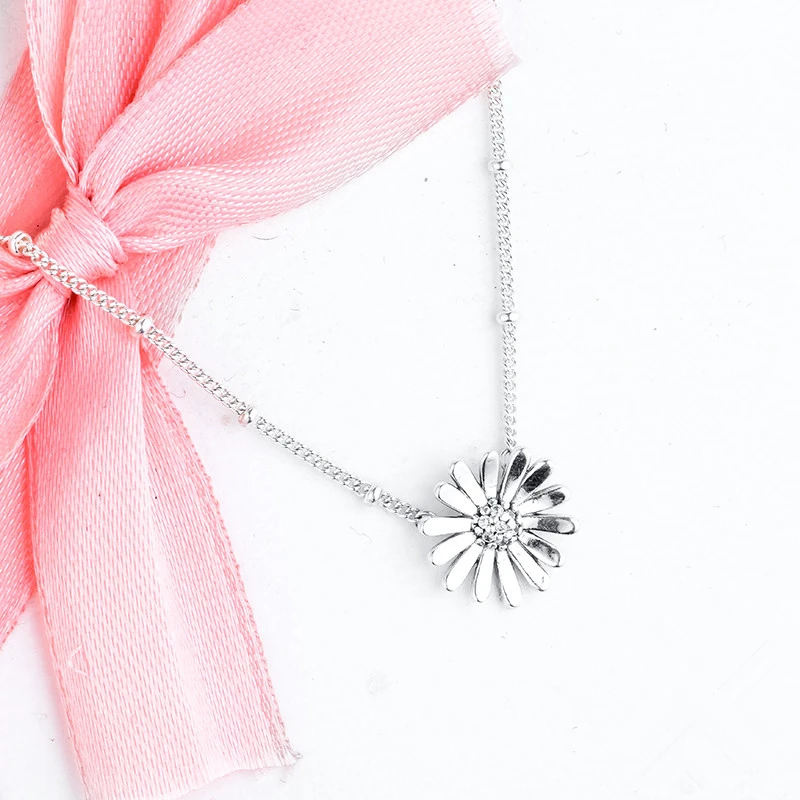 2020 New Spring Pave Daisy Flower Collier Necklace 925 Sterling Silver Jewelry chain Pendant Necklaces For Woman Fine | Украшения и